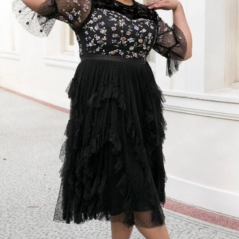 Ivy City Co Dear Paris Whimsical Tiered Embellished Dress 5x/34